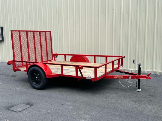 2025-Down2Earth-DTE7610FF29-Deck-Over-Equipment-Car-Hauler-Utility-Home Owner-Trailer-Red