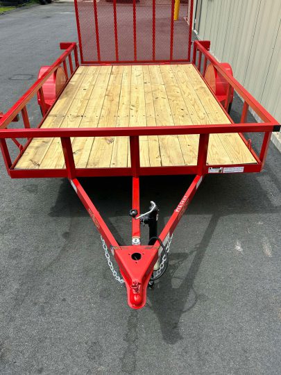 2025-Down2Earth-DTE7612G29-Deck-Over-Equipment-Car-Hauler-Utility-Home Owner-Trailer-Red