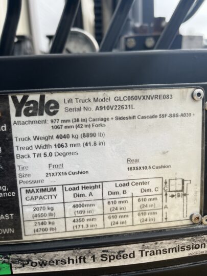 2013-Yale-GLC050VXNVRE083-LPG-5k-Lift-Capacity-Forklift